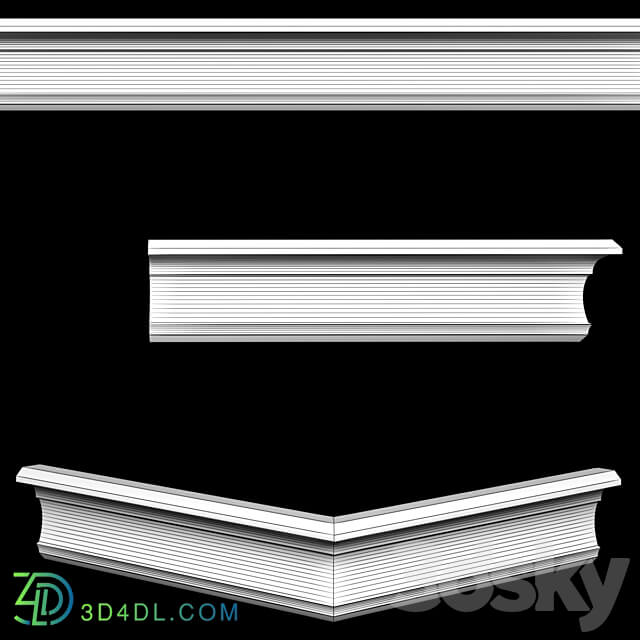 OM Cornices AR 74 Size 130 x 150 x 1000 mm material plaster 3D Models