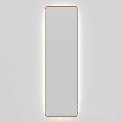 Rectangular mirror under brass Gold with backlight 3D Models 