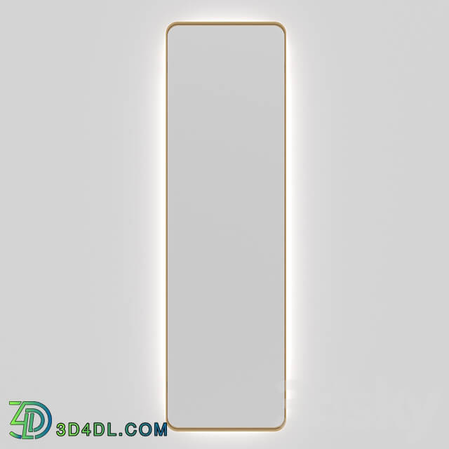 Rectangular mirror under brass Gold with backlight 3D Models