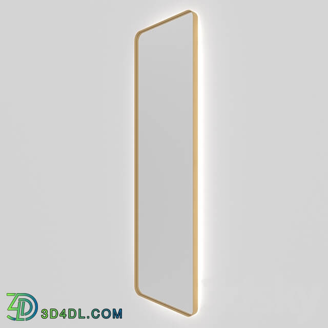 Rectangular mirror under brass Gold with backlight 3D Models