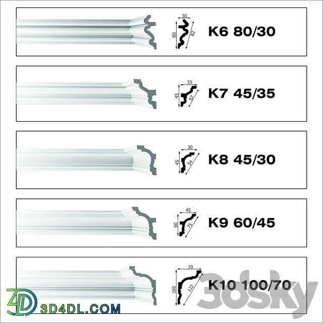 Ceiling cornices bello deco K6 K10 3D Models