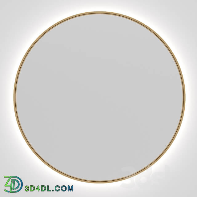 Round mirror in brass look frame with backlight 3D Models