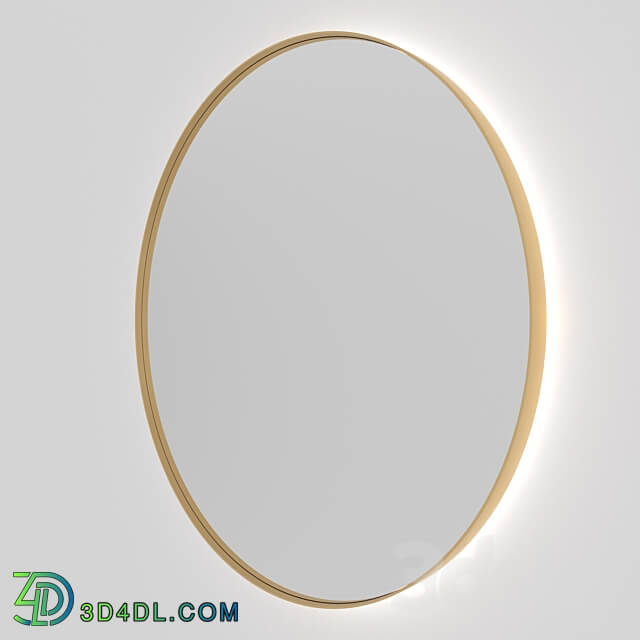 Round mirror in brass look frame with backlight 3D Models