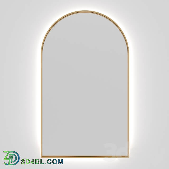 Arched mirror in Goldie brass look frame 3D Models