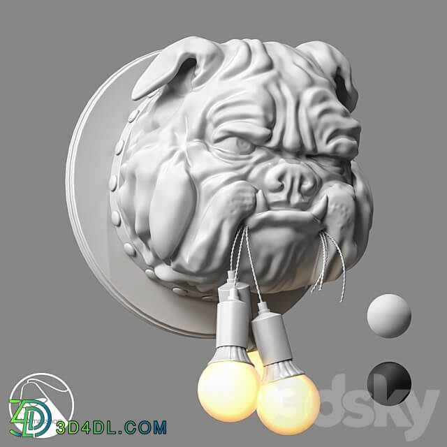 LampsShop.com B4146 Sconce Bulldog On Guard 3D Models