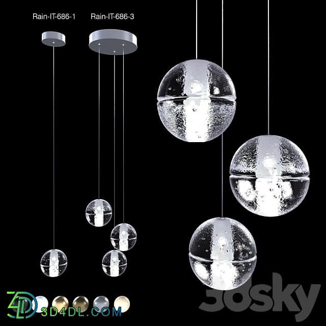 Pendant lamp Rain IT 686 1 and Rain IT 686 3 Pendant light 3D Models