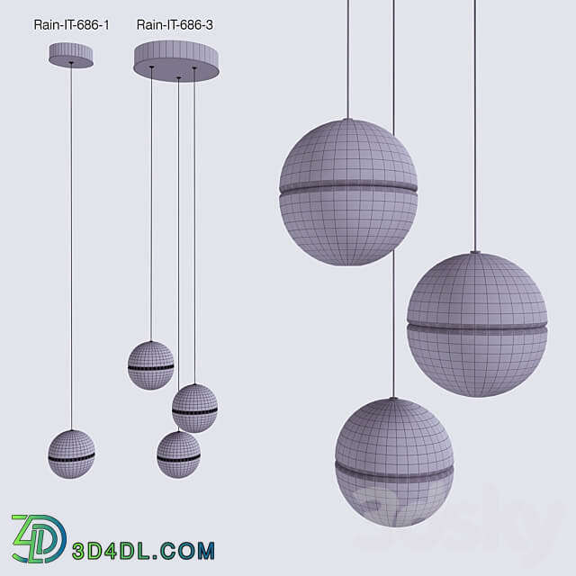 Pendant lamp Rain IT 686 1 and Rain IT 686 3 Pendant light 3D Models