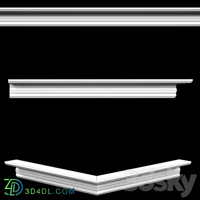 OM Cornices AR 88 Size 110 x 110 x 1000 mm material plaster 3D Models