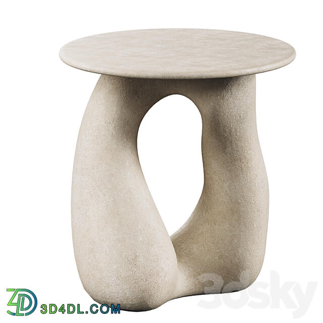 Sandstone Gabrielle Side Table Handsculped by Hermine Bourdin 3D Models