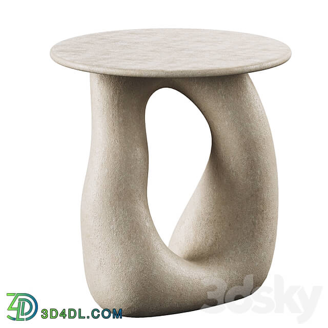 Sandstone Gabrielle Side Table Handsculped by Hermine Bourdin 3D Models