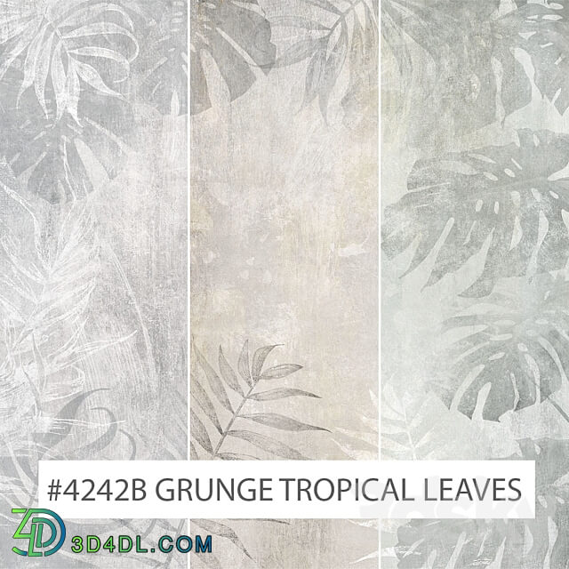 Creativille wallpapers 4242B Grunge Tropical Leaves 3D Models