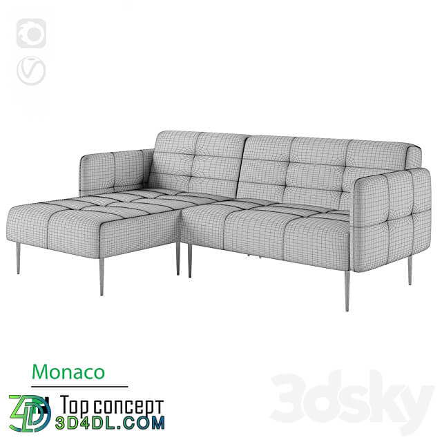 Monaco sofa bed with chaise longue 3D Models