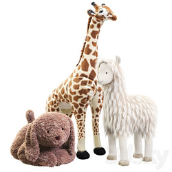 Pottery Barn plush liama Labradoodle Giraffe 3D Models 