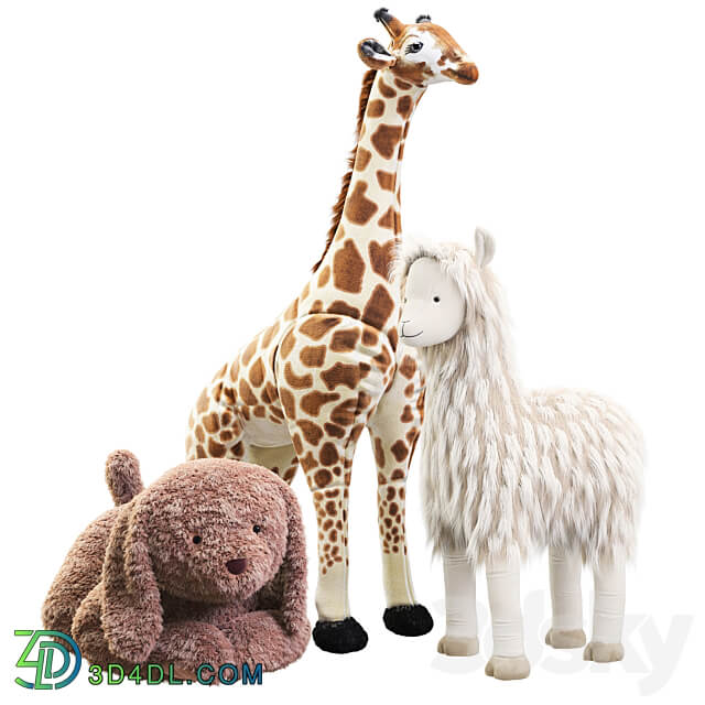 Pottery Barn plush liama Labradoodle Giraffe 3D Models