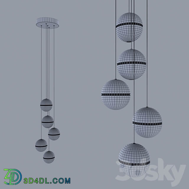 Pendant lamp Rain IT 686 5 Pendant light 3D Models