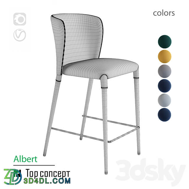 Half bar chair Albert in shorts 3D Models