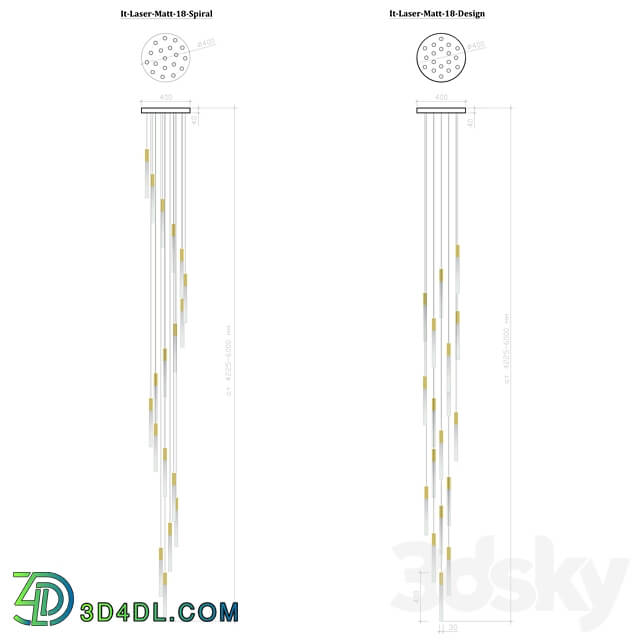 Pendant lamp IT Laser Matt 18 spiral IT Laser Matt 18 design Pendant light 3D Models