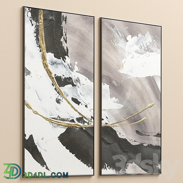 Large Glam Accent Textural Abstract Wall Art C 496 3D Models