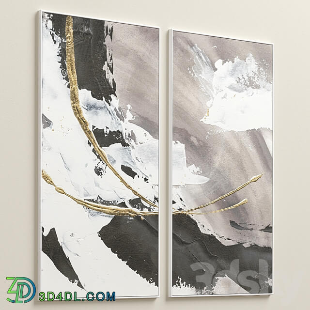 Large Glam Accent Textural Abstract Wall Art C 496 3D Models