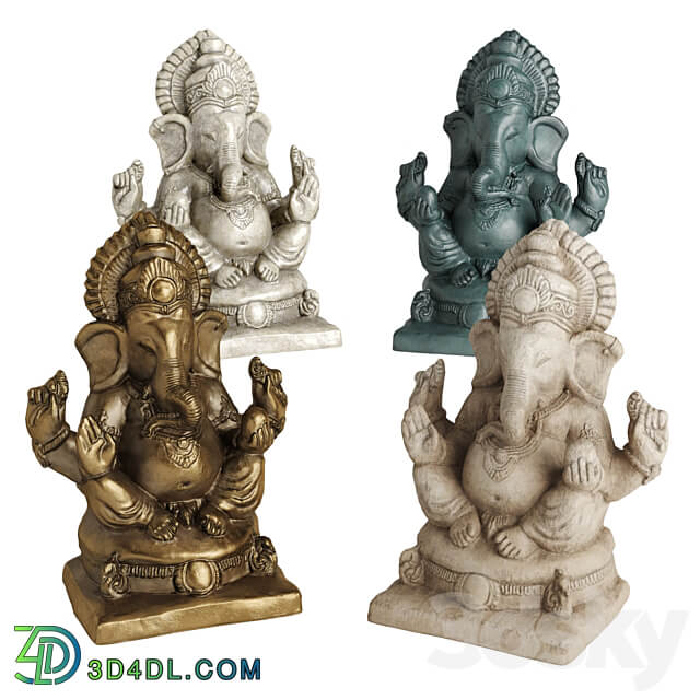 Ganesha sitting sculpture 3D Models