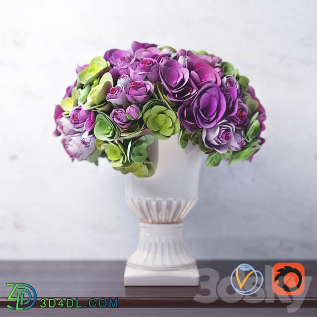 bouquet of hydrangea flowers and roses 3D Models