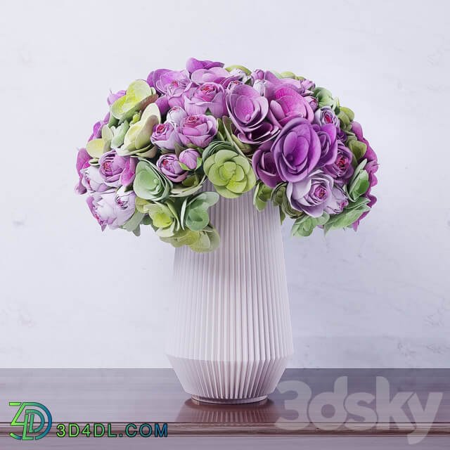 bouquet of hydrangea flowers and roses 3D Models