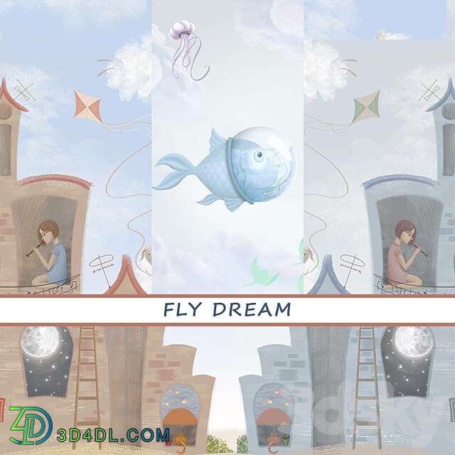 Designer wallpapers FLY DREAM pack 1 3D Models