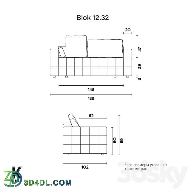 OM KULT HOME sofa Blok 12.32 3D Models