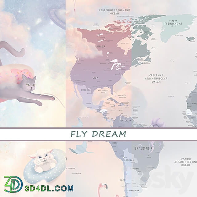 Designer wallpapers FLY DREAM pack 2 3D Models