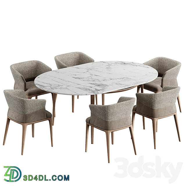 Quad Chair Dinning Set M Table Chair 3D Models