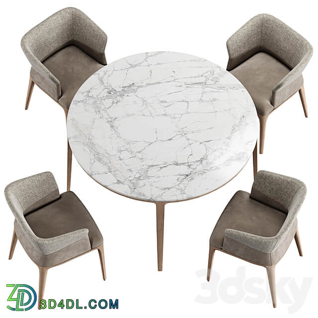 Quad Chair Dinning Set M Table Chair 3D Models