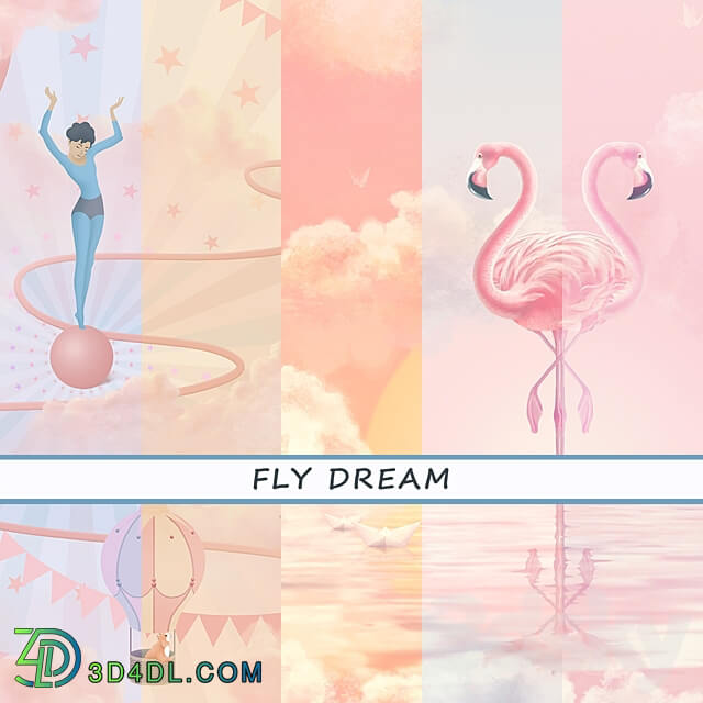 Designer wallpapers FLY DREAM pack 3 3D Models