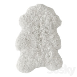 White fluffy sheepskin carpet 3D Models 