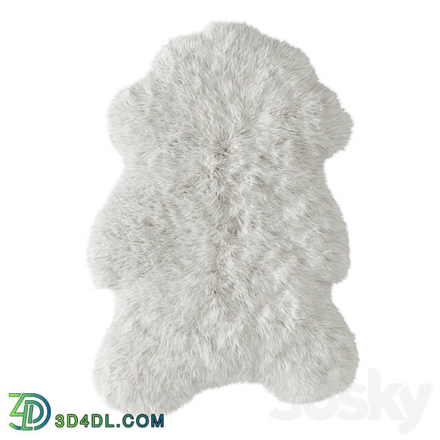 White fluffy sheepskin carpet 3D Models