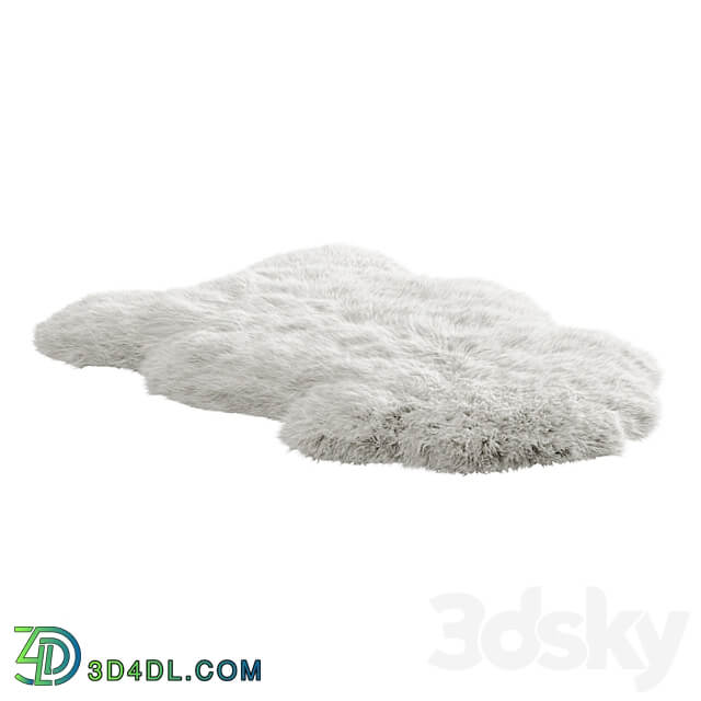 White fluffy sheepskin carpet 3D Models