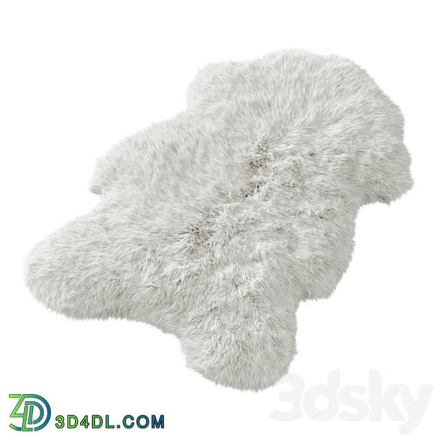 White fluffy sheepskin carpet 3D Models