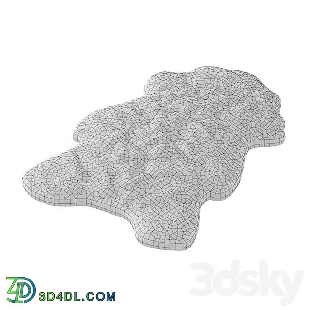 White fluffy sheepskin carpet 3D Models