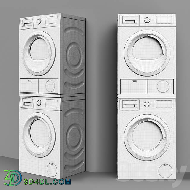 BOSCH washing machine and dryer 3D Models