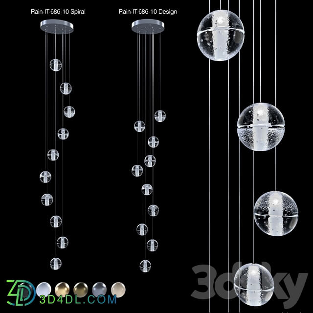 Pendant lamp Rain IT 686 10 Spiral and Rain IT 686 10 Design Pendant light 3D Models