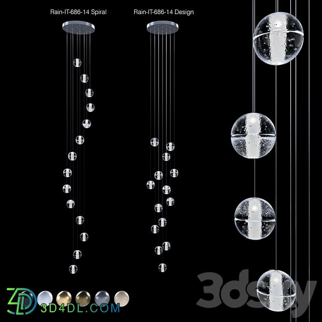 Pendant lamp Rain IT 686 14 Spiral and Rain IT 686 14 Design Pendant light 3D Models