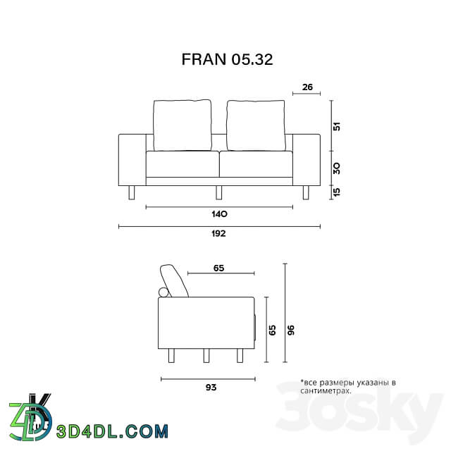 OM KULT HOME sofa FRAN 05.32 3D Models