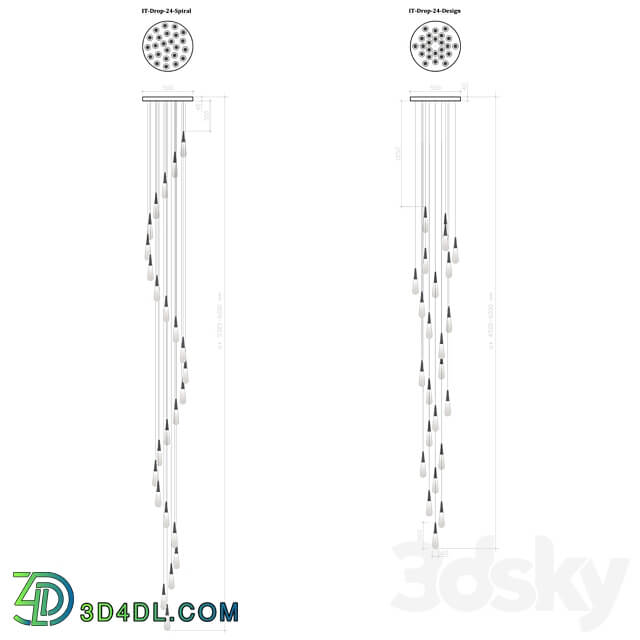 Pendant lamp IT Drop 24 Spiral IT Drop 24 Design Pendant light 3D Models