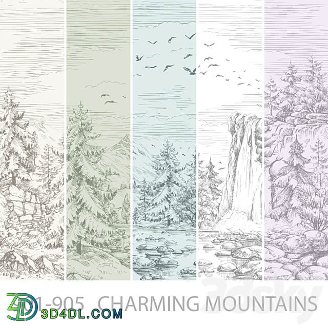 Wallpapers Charming mountains Designer wallpapers Panels Photowall paper Frescoes 3D Models