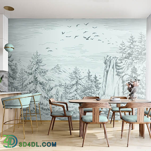 Wallpapers Charming mountains Designer wallpapers Panels Photowall paper Frescoes 3D Models