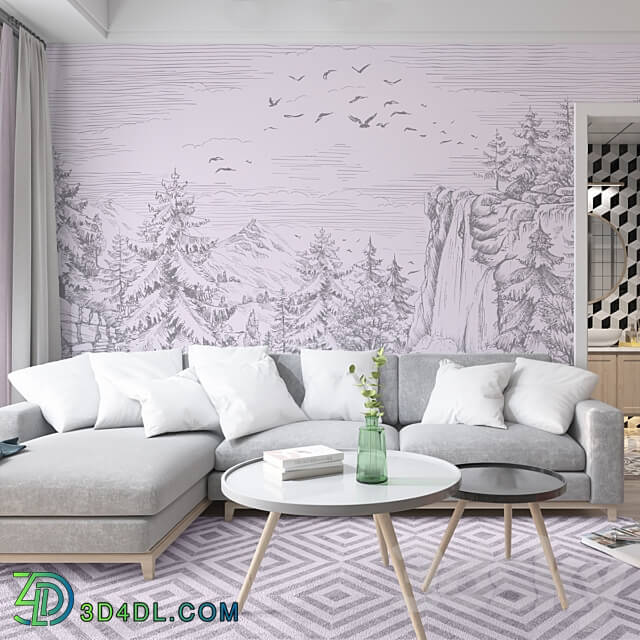 Wallpapers Charming mountains Designer wallpapers Panels Photowall paper Frescoes 3D Models