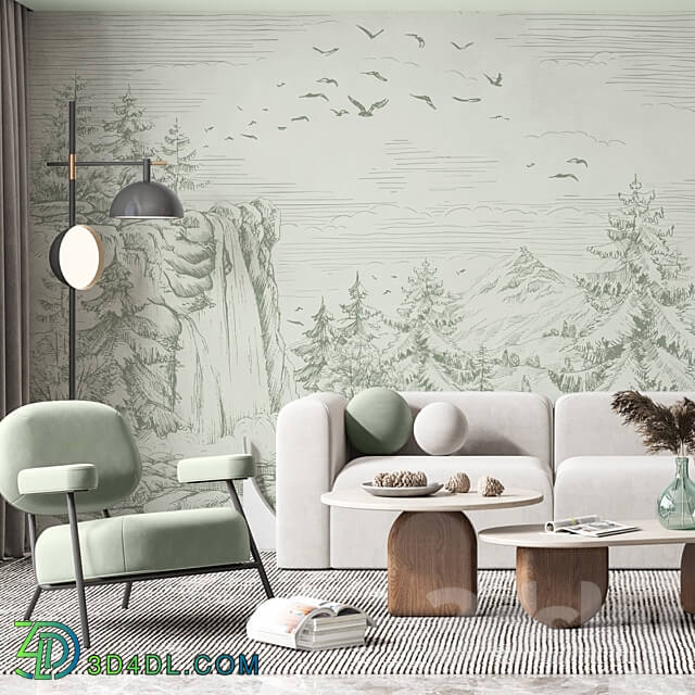 Wallpapers Charming mountains Designer wallpapers Panels Photowall paper Frescoes 3D Models