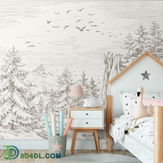 Wallpapers Charming mountains Designer wallpapers Panels Photowall paper Frescoes 3D Models