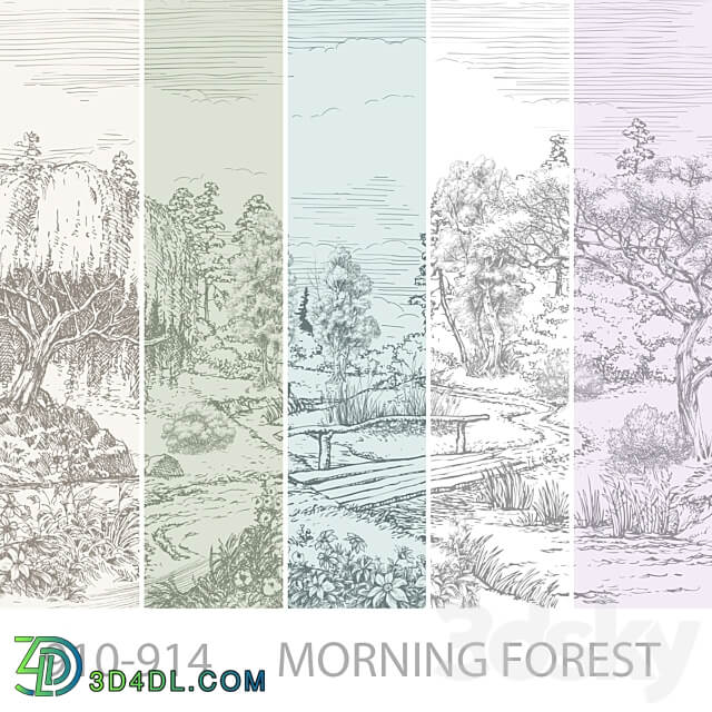 Wallpapers Morning forest Designer wallpapers Panels Photowall paper Frescoes 3D Models