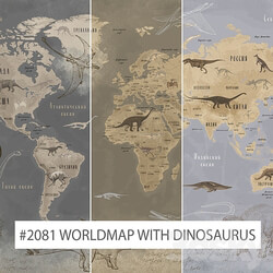 Creativille wallpapers 2081 Worldmap with Dinosaurus 3D Models 