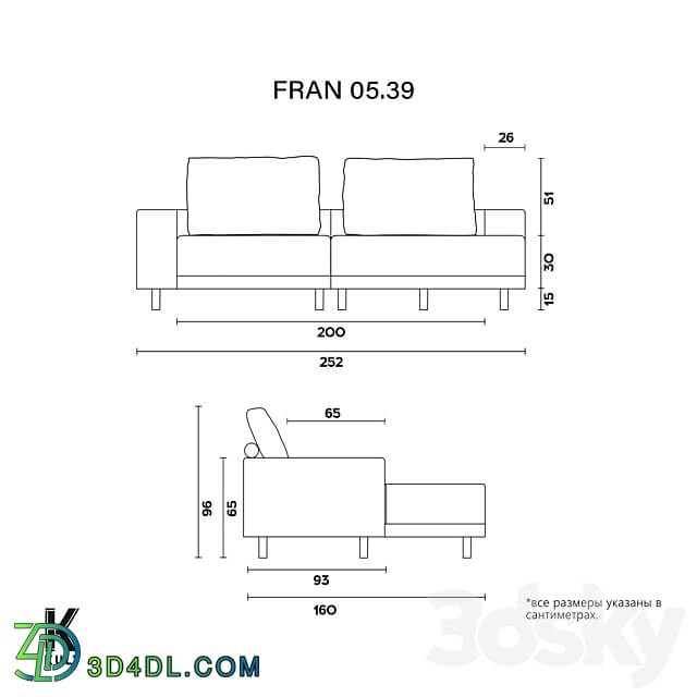 OM KULT HOME sofa FRAN 05.39 3D Models